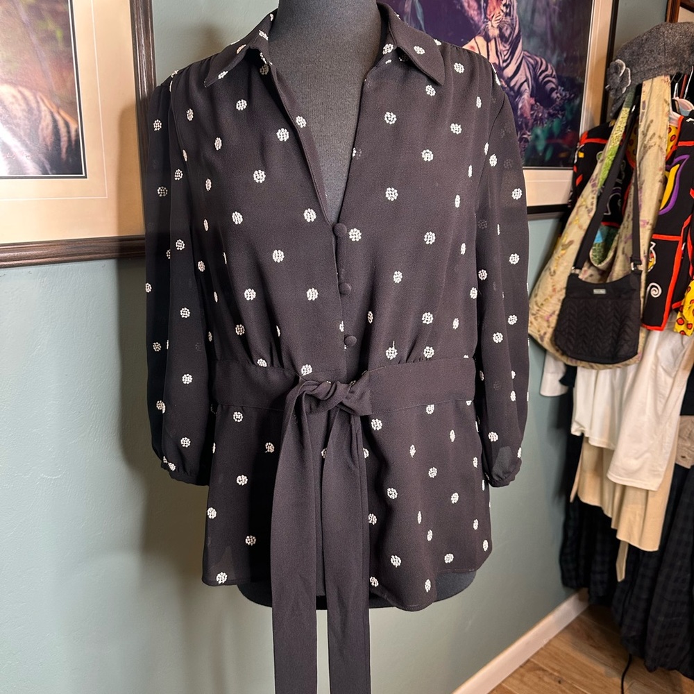 Black Polka Dot Women's Top